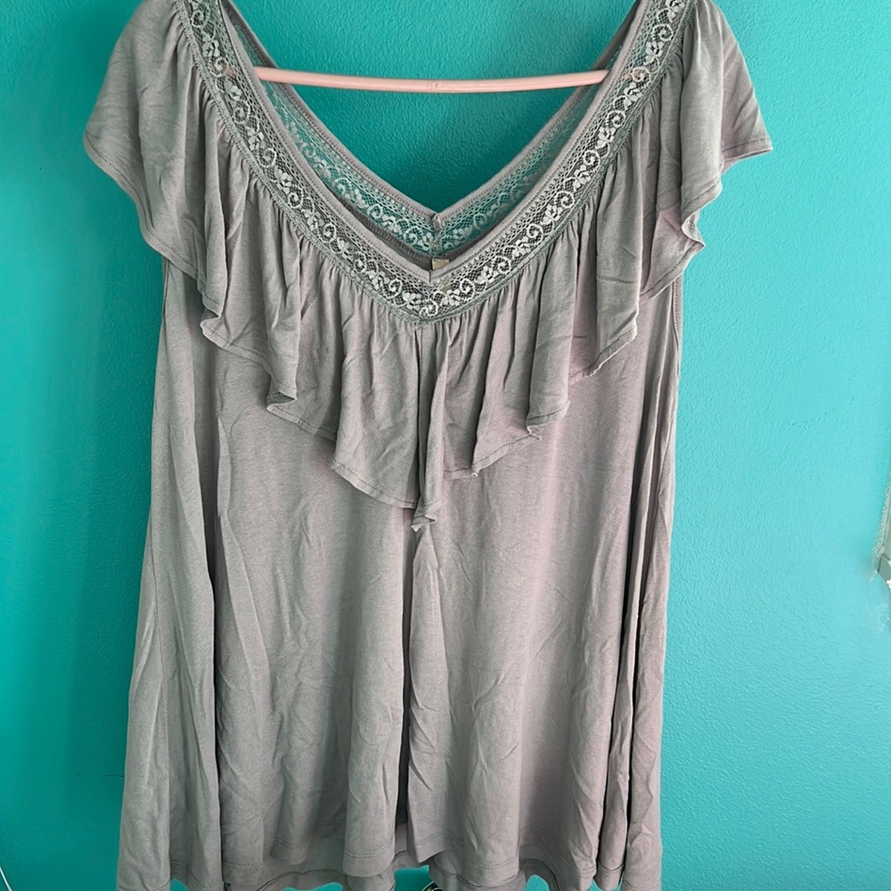 Wishlist Gray Summer V-Neck Blouse